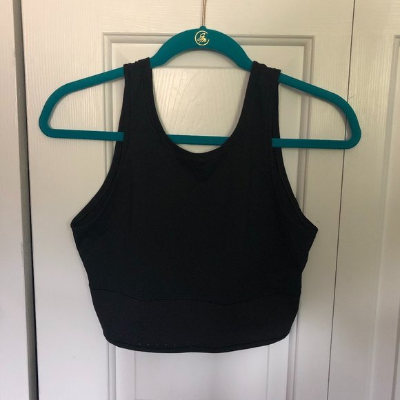 lululemon athletica Tops - lululemon athletica Black Cropped Racerback Tank Top
